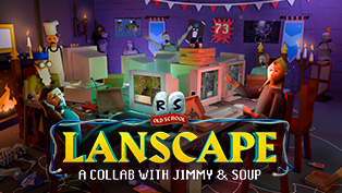 Old School LANscape announcement artwork showing the event name and date